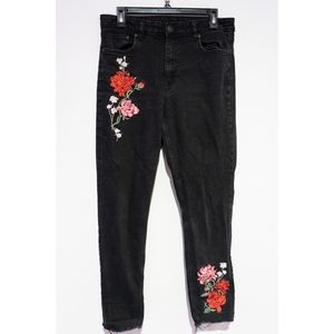 H&M Divided Jeans Black with Embroidery size 12